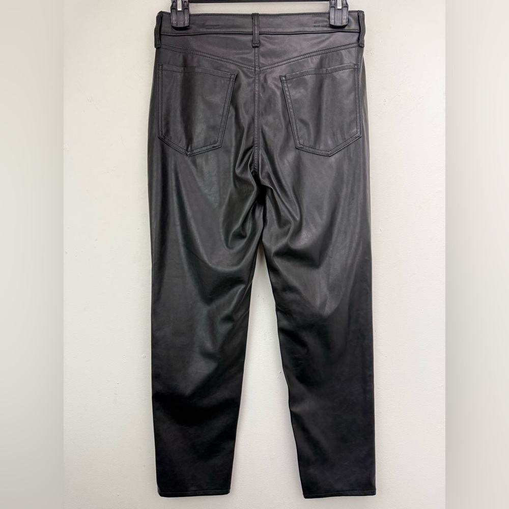 Old Navy Sz 8 Women’s Black Faux Leather High Rise O.G. Straight Leg Ankle Pants - Picture 4 of 8